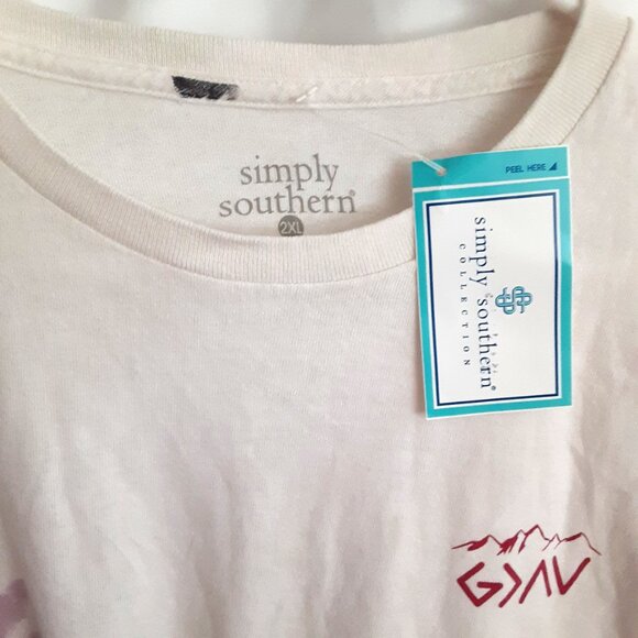 Simply Southern T-Shirt Size 2XL Long Sleeve Pullover Purple White NWT God - Picture 4 of 11